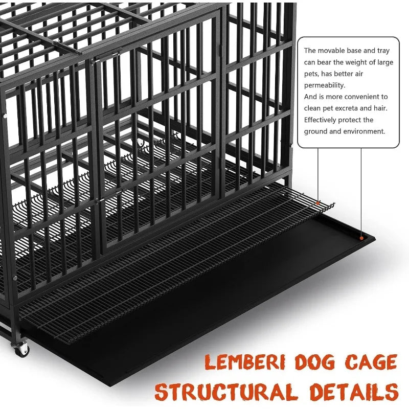 LEMBERI 48/38 inch Heavy Duty Indestructible Dog Crate