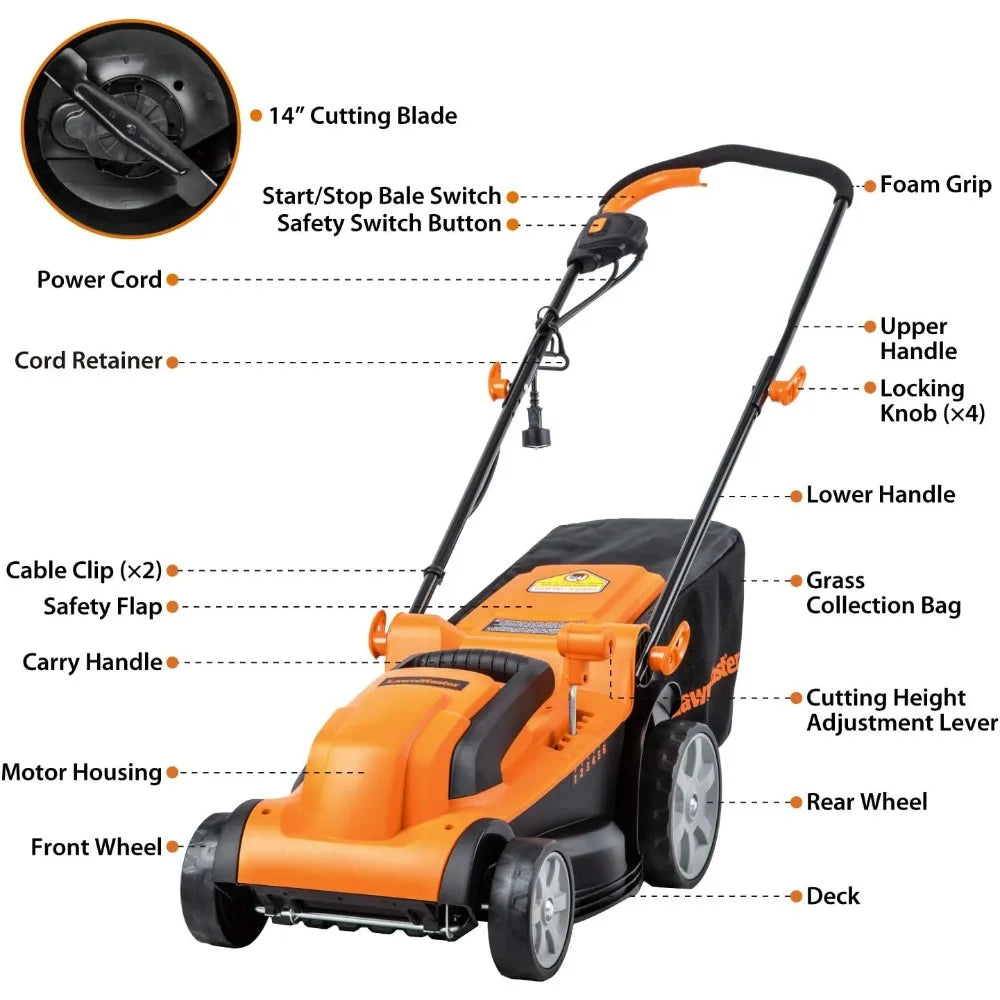 MEB1114K Electric Corded Lawn Mower 15-Inch 11AMP