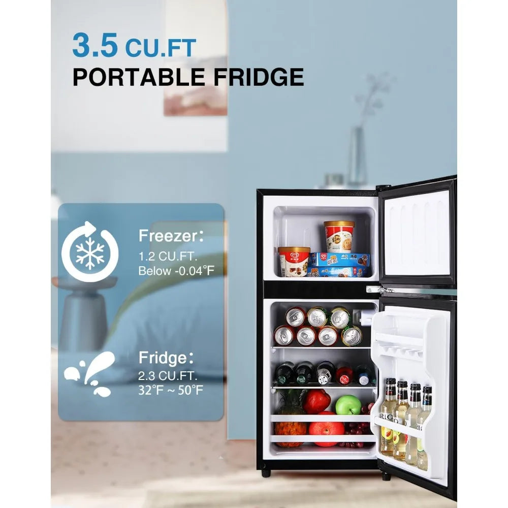 Compact Refrigerator Double Door Mini Fridge with Freezer