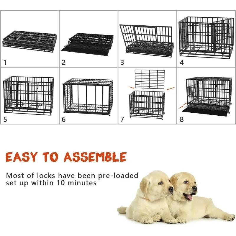 LEMBERI 48/38 inch Heavy Duty Indestructible Dog Crate