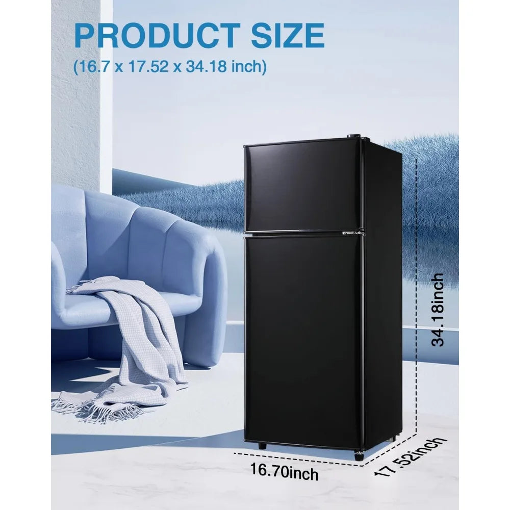 Compact Refrigerator Double Door Mini Fridge with Freezer