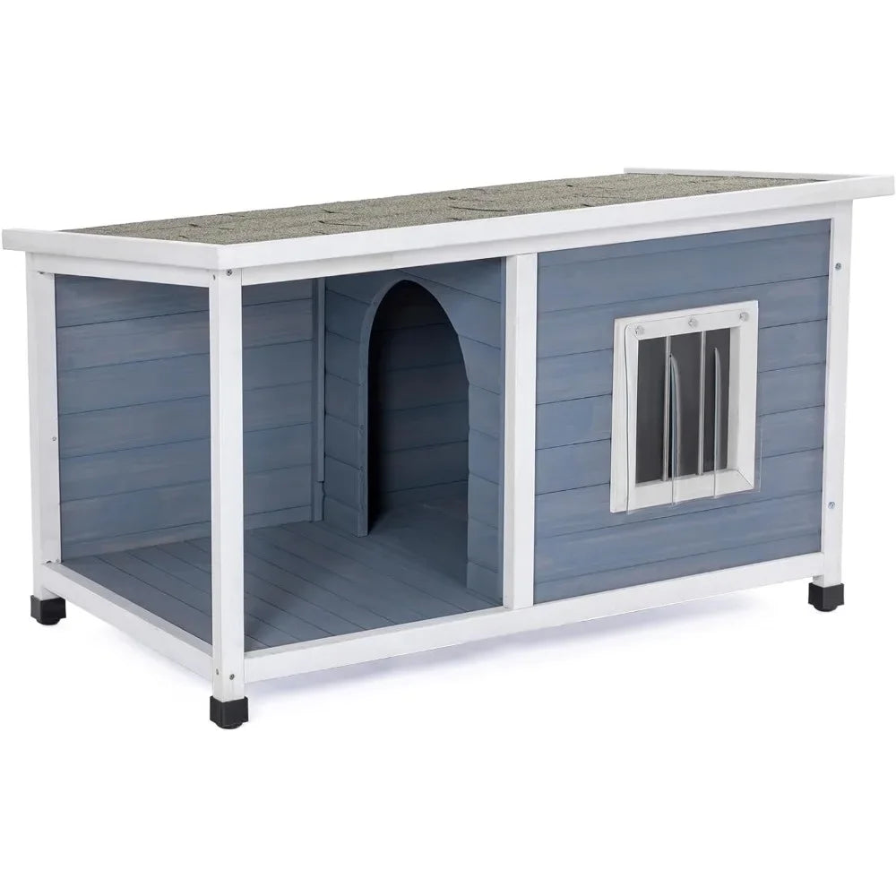 45.5” Dog House with Porch and Window Outdoor